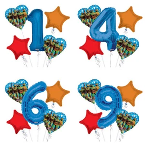 Ramo de globos de cumpleaños Tortugas Ninja 1-9 5 piezas fiesta de cumpleaños para niños - Imagen 1 de 10