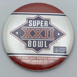 Superbowl XXII Button Pinback Denver Broncos Washington Redskins 1988 Official - Picture 1 of 3