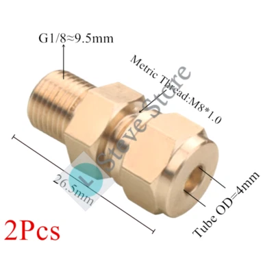4mm x 1/8 Male BSP G Thread Connector Brass Compression Fitting for 4mm OD Tube - Image 1 of 2