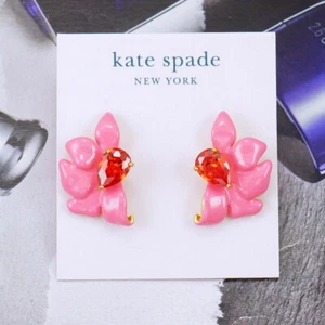 NWOT Kate Spade Pink Floral Frenzy Enamel CZ Stud Earrings $68 - Picture 1 of 6