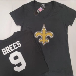 20827 Mujer Ropa NUEVA ORLEANS SAINTS ""Receptor Elegible"" Escote en V Camisa NEGRA - Imagen 1 de 10