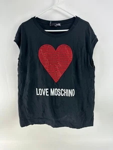 Love Moschino Womens Black Big Heart Sleeveless T-Shirt Size 8 - Picture 1 of 5