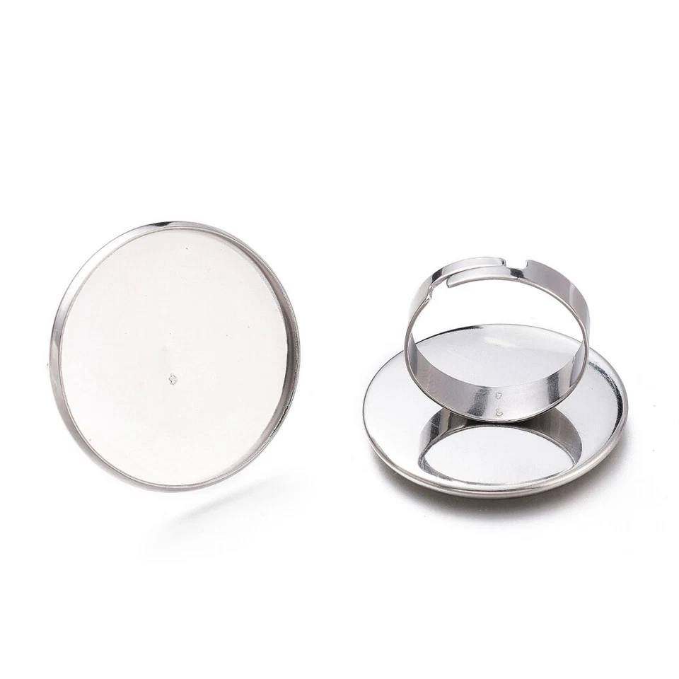 2pz base per anello regolabile 17,5mm (castone 25mm) in acciaio inox bijoux - Immagine 1 di 1