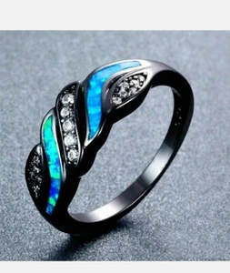 Gorgeous Patterned Simulated Opal Size 6 Ring - Picture 1 of 3