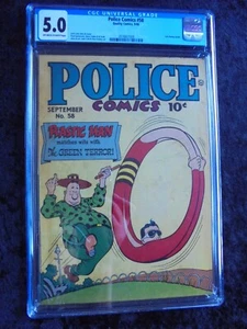 POLICE COMICS #58 CALIDAD COMICS 1946 EDAD DE ORO CGC ¡CALIFICADO 5,0! ¡HOMBRE PLÁSTICO! - Imagen 1 de 2