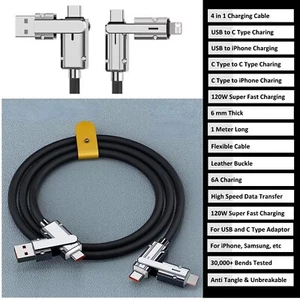 ⚡️Cable de Carga 4 en 1 USB a Tipo-C iPhone 120W PD Carga Rápida Cable Duradero - Imagen 1 de 13