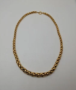 Trifari Vintage 1970s Gold Tone Chain Choker Necklace 18" - Picture 1 of 9