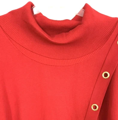Turtleneck Sweater Size 3X By Design Womens Plus Size Red Knit 3/4 Sleeve NEW W1 - Image 1 of 4