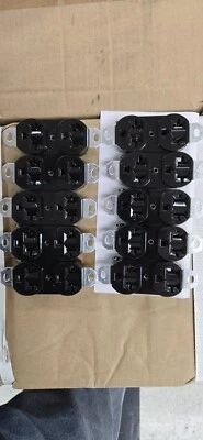 Duplex Outlet 20 Amp 120/240 Volt Pack Of (10)  Black Electrical Recepticle-Plug - Image 1 of 4