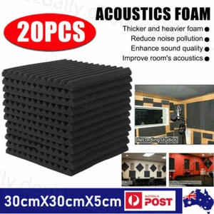 20pcs Studio Acoustic Foam Sound Absorption Proofing Panel Wedge Karaoke 30*30cm - Picture 1 of 12