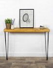 Coffee Side Table Console Solid Wood Timber Metal Black Steel Legs 24cm x 4.4cm