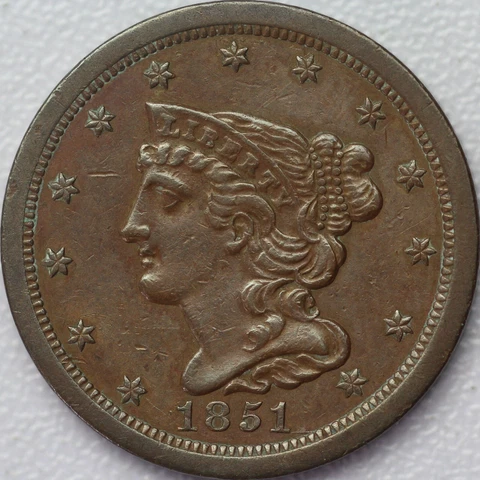 1851 Braided Hair Half Cent - Choice About Uncirculated Cover