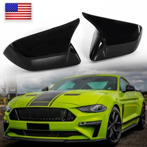 For 2015-2020-2022 Ford Mustang M Horn Style Gloss Black Side Mirror Cover Cap - Picture 1 of 9
