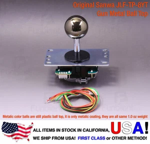 Sanwa Original Japan Arcade Joystick JLF-TP-8YT GUN METAL Ball Top Capa metálica - Imagen 1 de 11