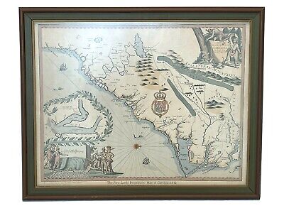 Ogilby's America The First Lords Proprietors Map Of Carolina 1672 Framed Reprint • 284.15$