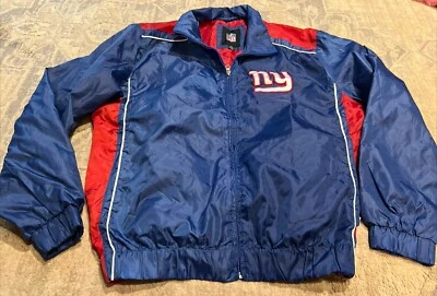 New York Giants NFL 夹克防风聚酯纤维足球尺寸 L 全拉链 — 第 1/4 张图片