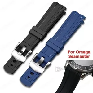 Curved End 20mm Rubber Strap for Omega Seamaster 300 Replacement watch strap. - Picture 1 of 6