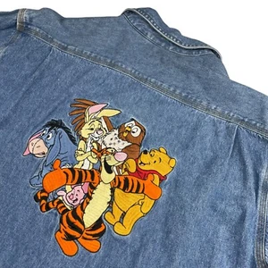 VTG The Disney Store Women's Pooh & Friends Embroidered Denim Shirt • Small - Picture 1 of 8