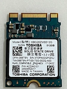 SSD para portátil TOSHIBA KBG20ZMS512G 512 GB M.2 2230 NVMe PCle Gen3x2 de doble muesca - Imagen 1 de 9