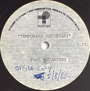PAUL MCCARTNEY -Temporary Secretary- Ultra Rare UK 12” Acetate (Beatles) - Picture 1 of 4