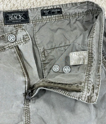 Pantalones Cortos BKE Hebilla Negros Para Hombre 33 Caqui Desteñido Ajuste A Medida Chino Fatiga Ripstop Foto 1 de 4