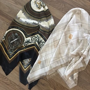 Equestrian Square Silky Scarf Horse Old Money Preppy Classic Estate Find Lot 2 - Picture 1 of 8