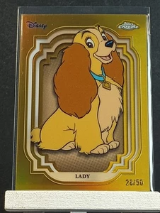 2024 Topps Chrome Disney Lady, Lady and the Tramp, Gold Refractor /50 - Picture 1 of 2
