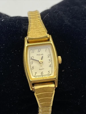 Винтажные кварцевые часы Pulsar V401-5000 женские золотистый эластичный аналоговый новый аккумулятор - Изображение 1 из 4