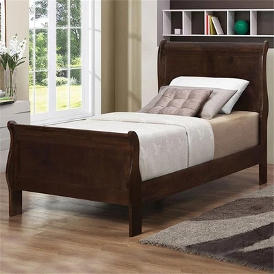 Cama con panel de trineo doble de madera Coaster Louis Philippe en capuchino Foto 1 de 2
