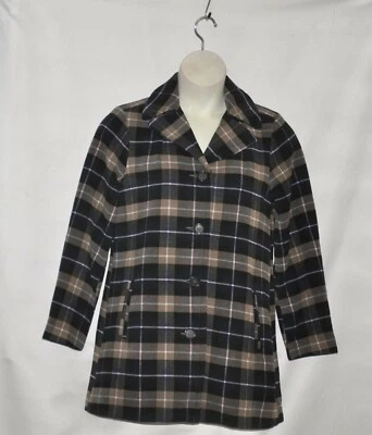 Abrigo oscilante Joan Rivers perfectamente a cuadros con forro talla S topo/negro Foto 1 de 2