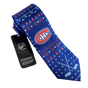 Montreal Canadians Christmas Necktie NHL Hockey Sticks Blue White Red Holiday - Picture 1 of 9