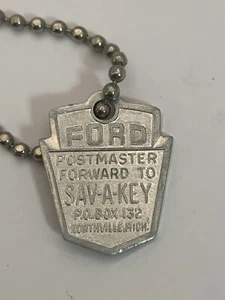 Vintage FORD Sav-A-Key Northville Michigan Werbung Schlüsselanhänger ID Anhänger - Bild 1 von 6