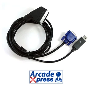 Scart Jamma 15khz USB ArcadeVGA 12V TV CRT Mister FPGA VGA to RGB Cable - Picture 1 of 1