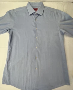Hugo Boss Blue Sharp Fit Long Sleeve Button Up Dress Shirt Size 16-1/2 32/33 - Picture 1 of 8