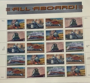 20 estampillas de colección Scott 3333-3337 todas a bordo-trenes, panel X 20- FV 33 centavos 1998 - Imagen 1 de 4