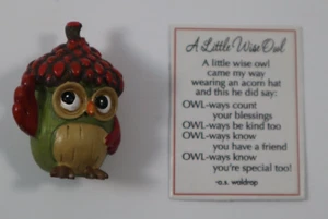DD4 grüner Eichelhut LITTLE WISE OWL kleine Figur Ganz - Bild 1 von 8