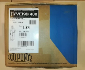 Case of 25 DuPont Tyvek, TY127S, Protective Safety Coverall with Hood, Size L - Picture 1 of 4