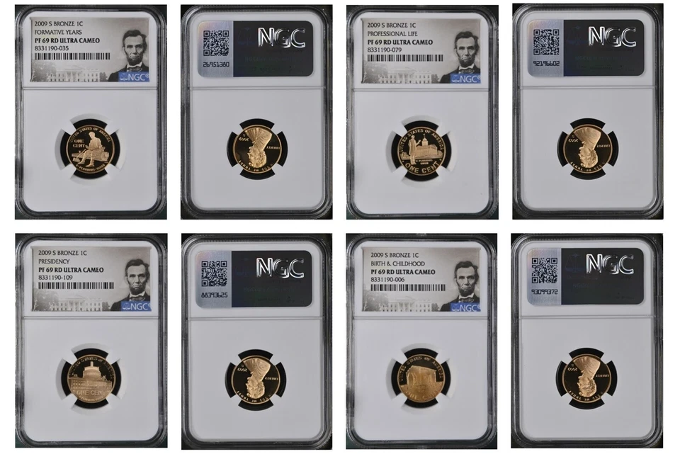 2009 S Bronze Lincoln Proof Cent Set PF69 RD Ultra Cameo - 4 Coins - Image 1 of 1