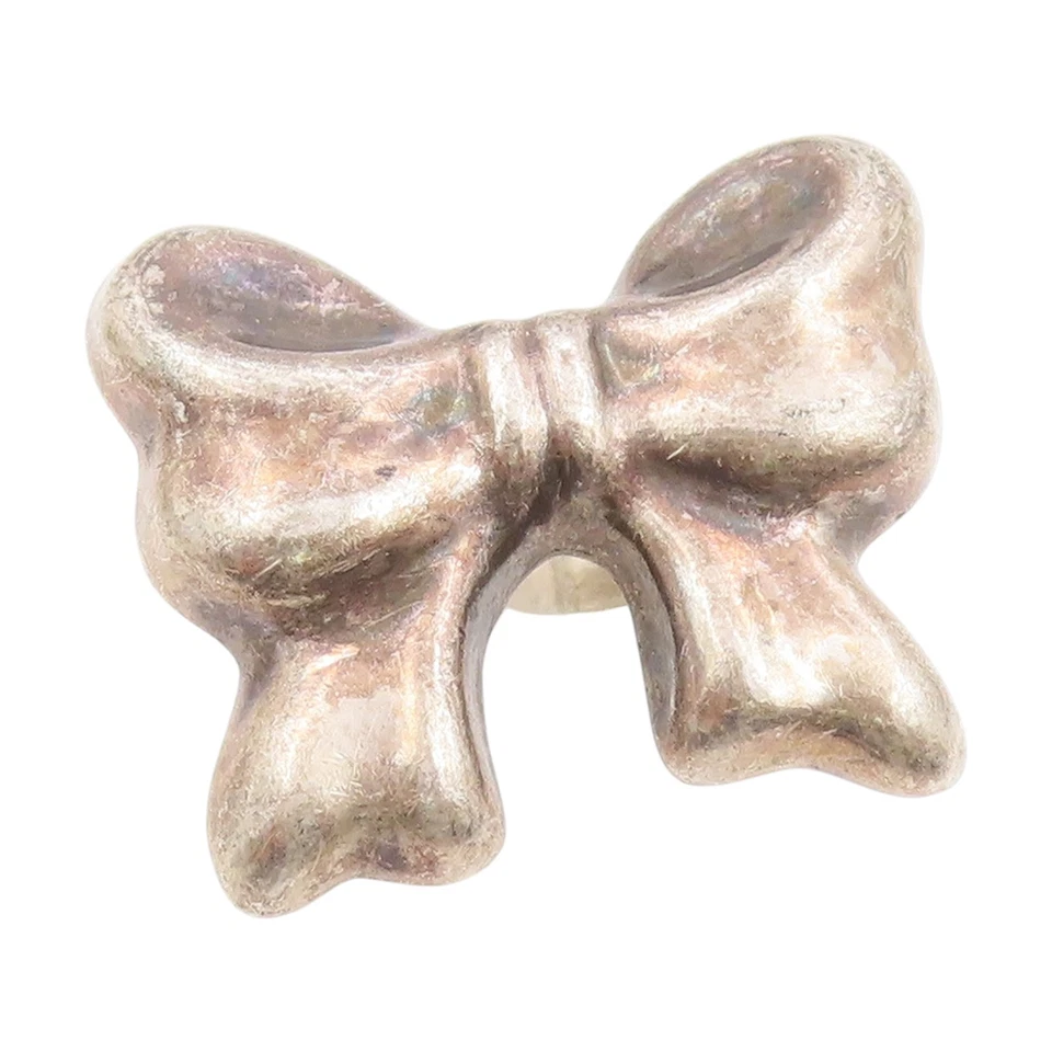 925 Sterling Silver Vintage Ring MEXICO Puffy Ribbon Bowtie Band  Sz 6  RG33965 - Image 1 of 4