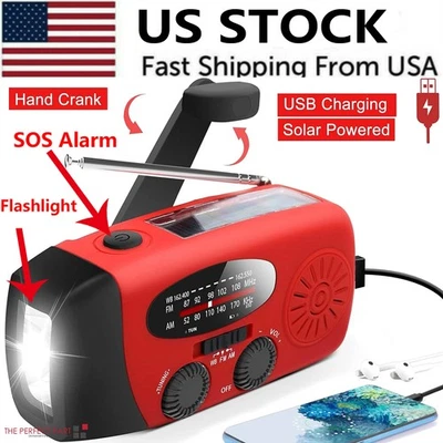 UNISTAR Emergency Solar Hand Crank Weather Radio 3000mAh Power Bank Charger Flash Light