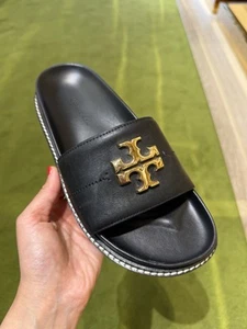 Tory Burch Everly Anatomic Lug Leather Slides, Black - Bild 1 von 5