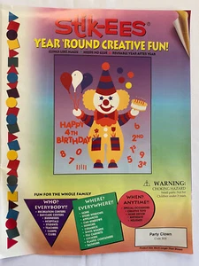 Party Clown Birthday Decoration Vintage Stik-EES Vinyl Decals Window Clings NEW - Picture 1 of 8