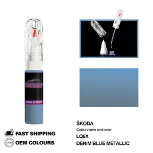 FOR SKODA DENIM BLUE LQ5X Touch Up Paint Pen Brush Fix Kit Scratch Chip Set Mark - Picture 1 of 8