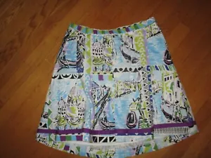 Ladies A Pea in the Pod Maternity Venice Italy Gondolas Blue Purple Full Skirt S - Picture 1 of 5