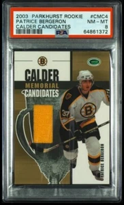 MAGLIA PATRICE BERGERON 2003-04 PARKHURST CALDER ROOKIE ORO PSA GRADO 10 MADE - Foto 1 di 5