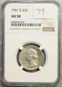 1941 D Washington Quarter 25c NGC AU 58 About Uncirculated #0-007 - Picture 1 of 2
