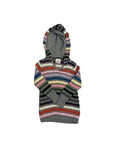 Peek Grey Rainbow Striped Knit Hooded Sweater Size Small (4-5) - Picture 1 of 4