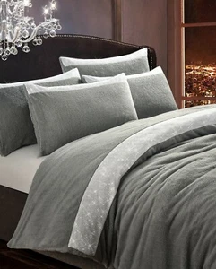 Teddy Diamante Sparkle Border Duvet Cover Set Fleece Thermal Warm Bedding Set - Picture 1 of 6