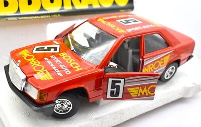 Modellino auto rally scala 1:24 Mercedes Benz 190 E Burago diecast modellismo G - Immagine 1 di 4