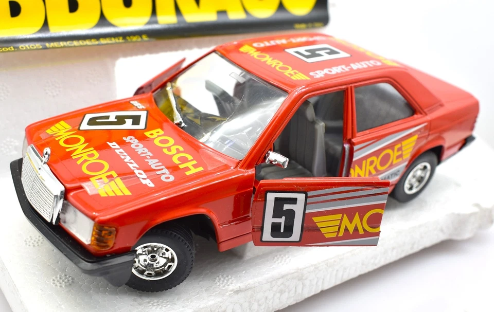 Modellino auto rally scala 1:24 Mercedes Benz 190 E Burago diecast modellismo G - Immagine 1 di 4
